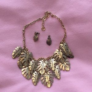 Lilly Pulitzer Go Bananas Leaf necklace + earrings
